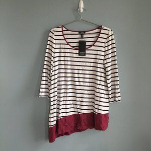NWT Jones New York Striped Burgundy Top Size M
